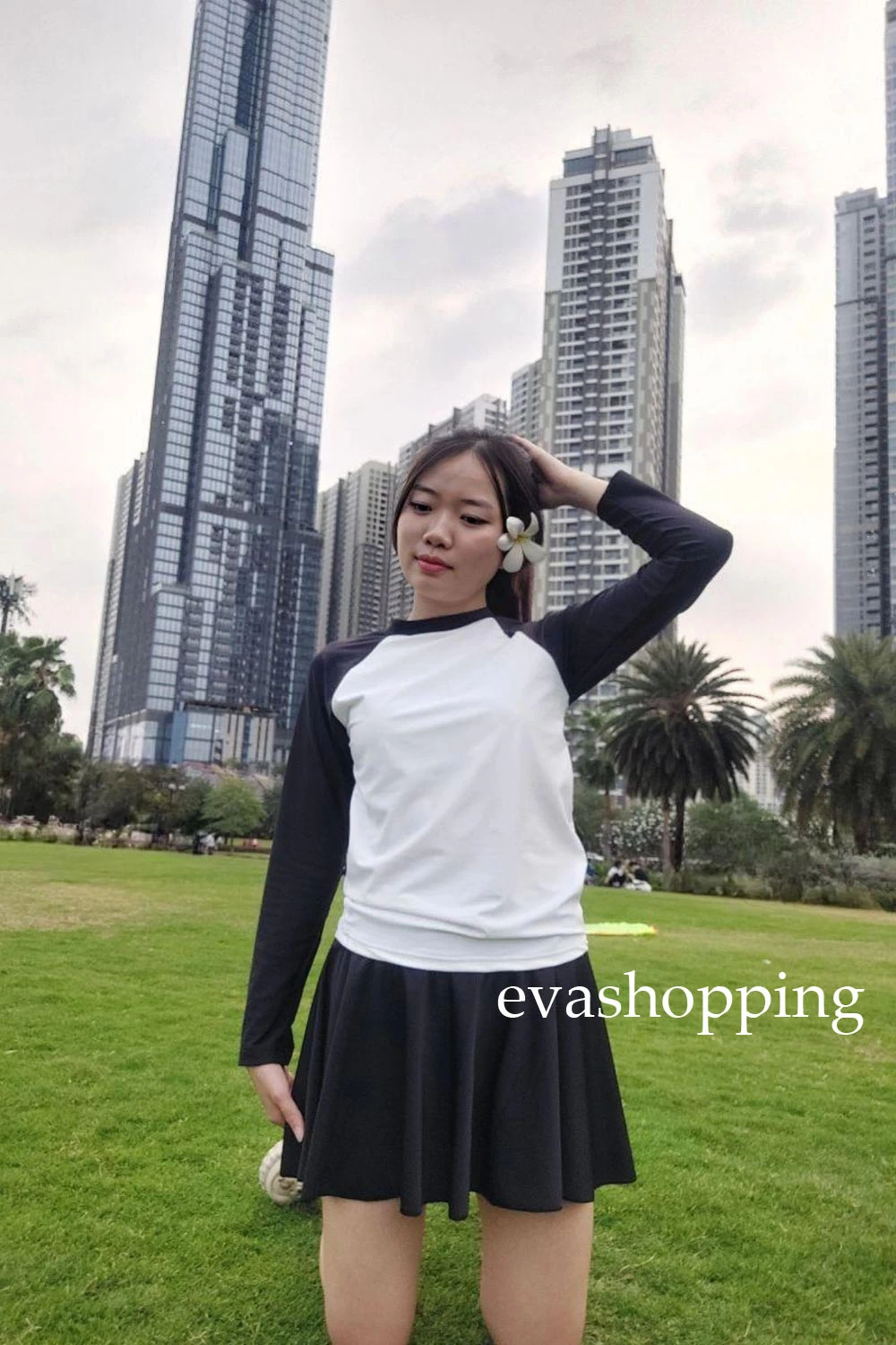 Đồ bơi nữ dài tay học sinh chống nắng