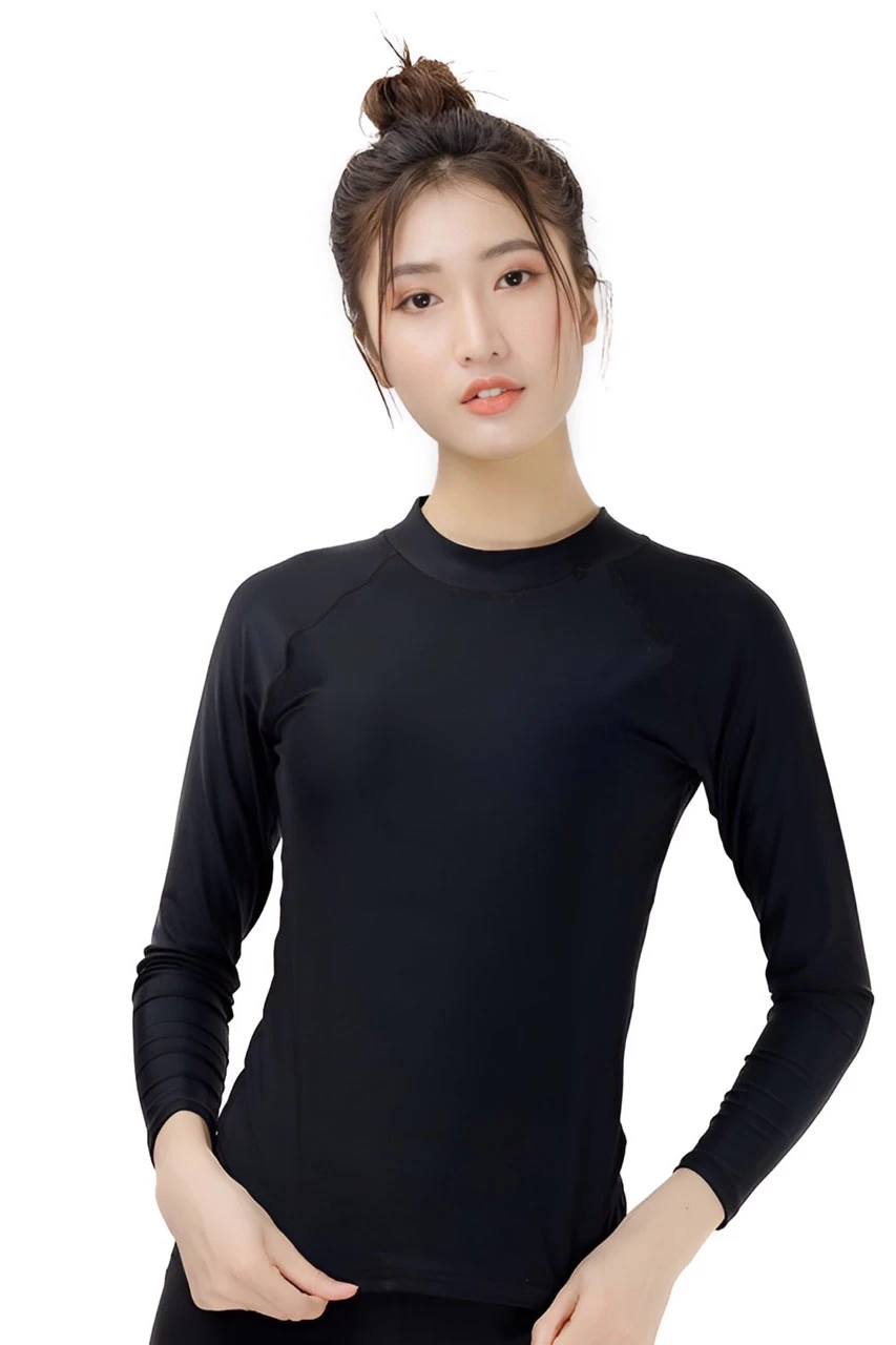 Áo bơi nữ dài tay chống nắng màu đen